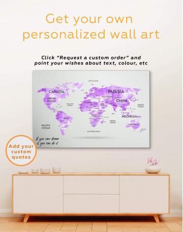 Abstract Pink World Map Canvas Wall Art - image 4