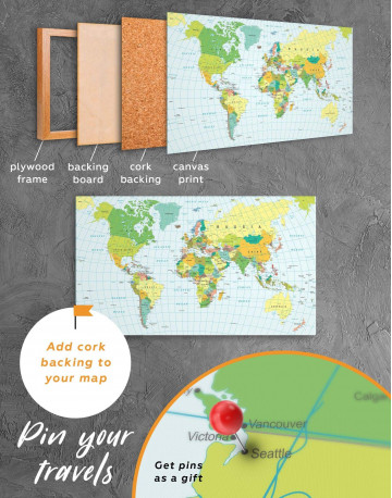Classic Push Pin Map Canvas Wall Art - image 4