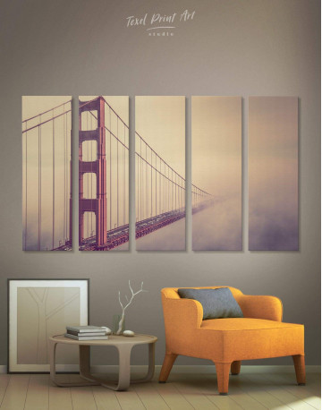 5 Panels Golden Gate Bridge in San Francisco Canvas Wall Art