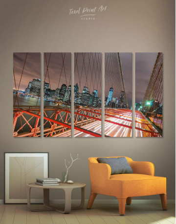 5 Panels New York Brooklyn Bridge Canvas Wall Art