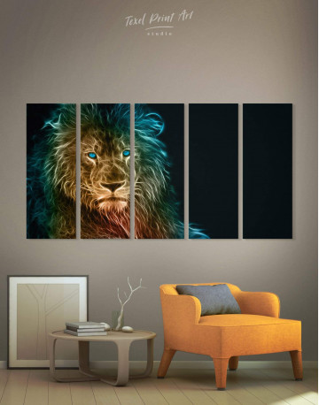 5 Pieces Stylized Lion Canvas Wall Art