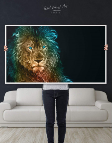 Framed Stylized Lion Canvas Wall Art - image 1
