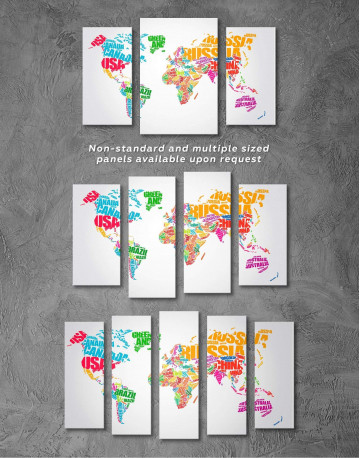 5 Pieces Typography World Map Canvas Wall Art - image 3