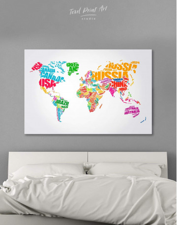 Typography World Map Canvas Wall Art - image 1