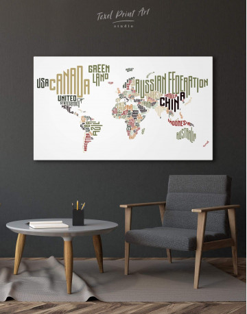 Country Names Map Canvas Wall Art - image 1