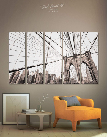 5 Panels Brooklyn Bridge New York Canvas Wall Art