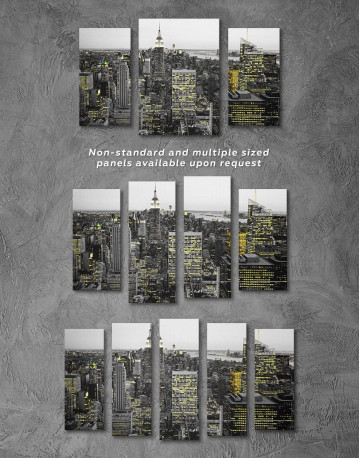 3 Panels New York Skyline Black and White Canvas Wall Art - image 2