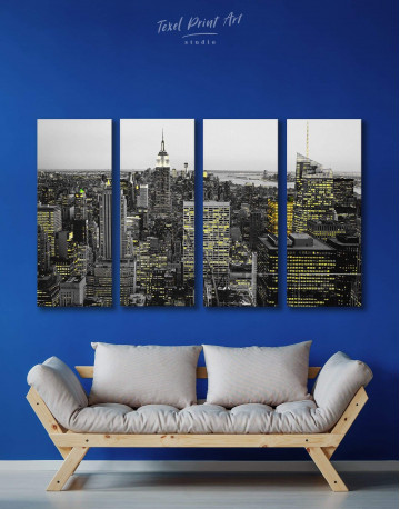 4 Pieces New York Skyline Black and White Canvas Wall Art