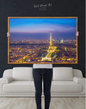 Framed Night Paris Eiffel Tower Cityscape Canvas Wall Art - image 2