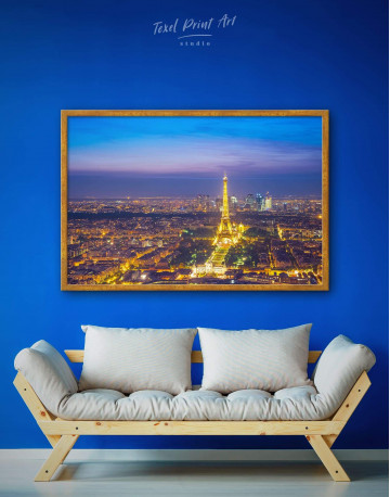 Framed Night Paris Eiffel Tower Cityscape Canvas Wall Art - image 1