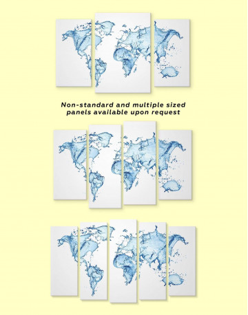 3 Panel Water World Map Canvas Wall Art - image 2
