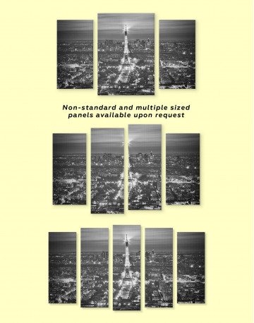 5 Panels Black and White Eiffel Tower Canvas Wall Art - image 3