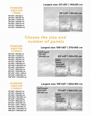 3 Panels Eiffel Tower in the Gray Clouds Canvas Wall Art - image 2
