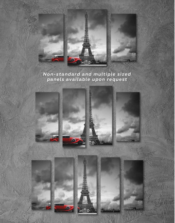 3 Panels Eiffel Tower in the Gray Clouds Canvas Wall Art - image 3