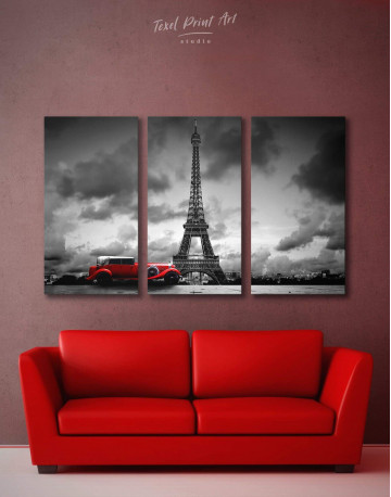 3 Panels Eiffel Tower in the Gray Clouds Canvas Wall Art