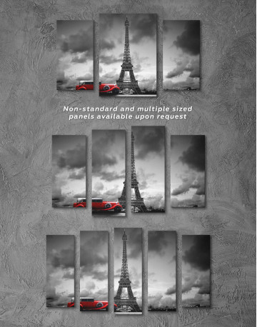 5 Panels Eiffel Tower in the Gray Clouds Canvas Wall Art - image 3