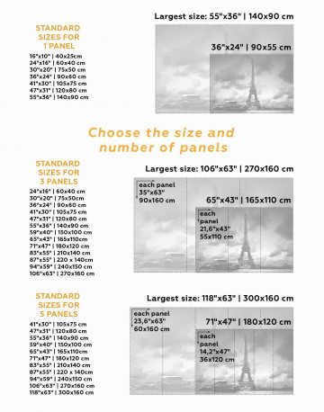 5 Panels Eiffel Tower in the Gray Clouds Canvas Wall Art - image 2