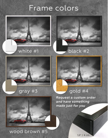 Framed Eiffel Tower in the Gray Clouds Canvas Wall Art - image 2