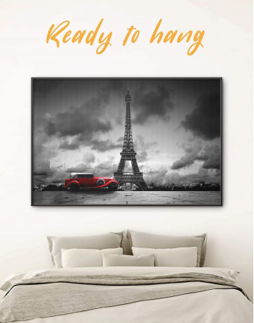 Framed Eiffel Tower in the Gray Clouds Canvas Wall Art