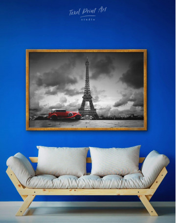 Framed Eiffel Tower in the Gray Clouds Canvas Wall Art - image 1