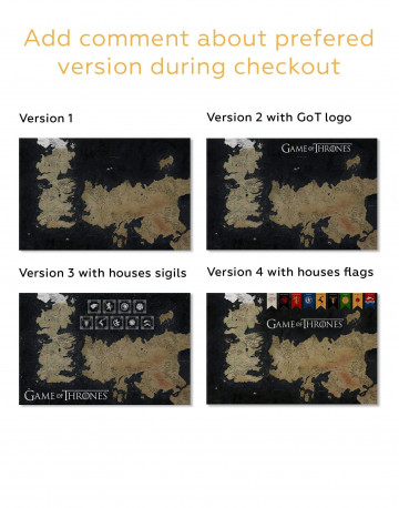 4 Panels Game of Thrones Westeros Map Canvas Wall Art - image 4