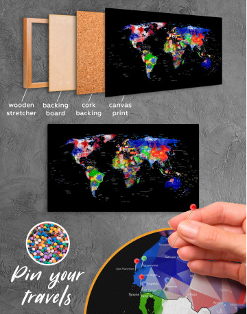 Geometric Push Pin World Map Canvas Wall Art - image 6