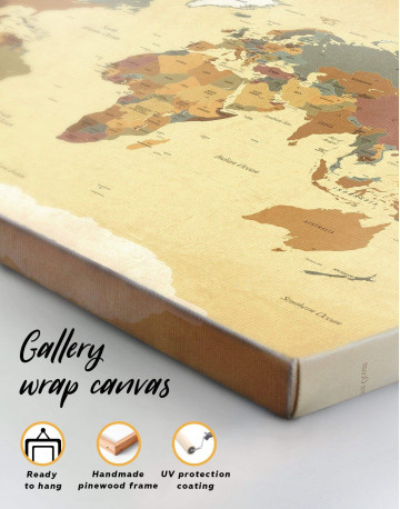 3 Piece Modern Rustic World Map Canvas Wall Art - image 3