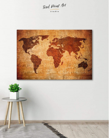 Brown Rustic World Map Canvas Wall Art - image 5