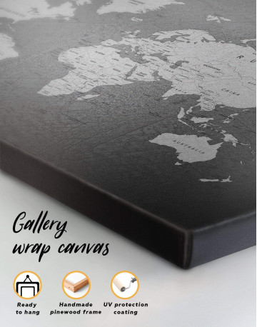 3 Panel Grey Push Pins World Map Canvas Wall Art - image 1