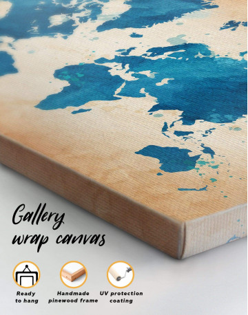 5 Pieces Blue Watercolor World Map Canvas Wall Art - image 1