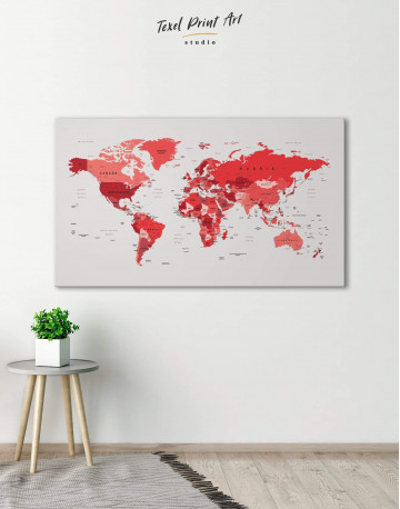 Red Push Pin World Map Canvas Wall Art - image 1