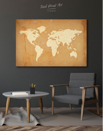 Abstract Sand World Map Canvas Wall Art