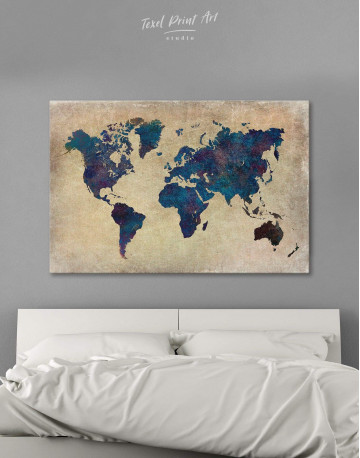 Abstract Blue World Map Canvas Wall Art
