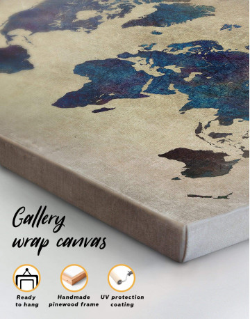 Abstract Blue World Map Canvas Wall Art - image 3