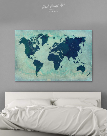 Modern Navy Blue World Map Canvas Wall Art - image 6