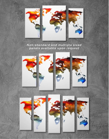 5 Panels Minimalist Multicolor World Map Canvas Wall Art - image 3