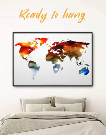 Framed Minimalist Multicolor World Map Canvas Wall Art