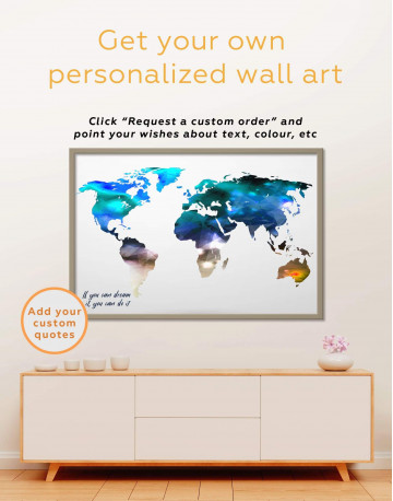 Framed Minimalist Multicolor World Map Canvas Wall Art - image 5
