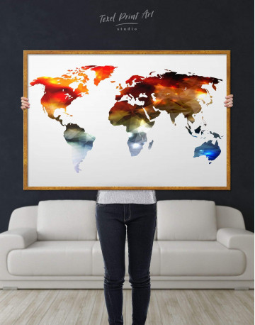 Framed Minimalist Multicolor World Map Canvas Wall Art - image 2