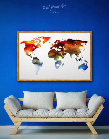 Framed Minimalist Multicolor World Map Canvas Wall Art - image 1