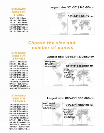 5 Panels Olive Green Travel Push Pin World Map Canvas Wall Art - image 2