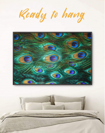 Framed Peacock Feathers Canvas Wall Art