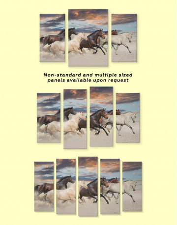 5 Panels Running Horses Canvas Wall Art - image 3