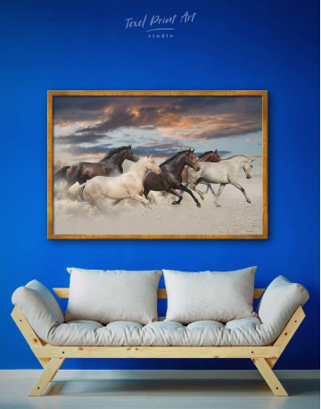 Framed Running Horses Canvas Wall Art - image 1