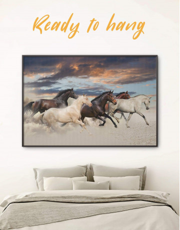 Framed Running Horses Canvas Wall Art