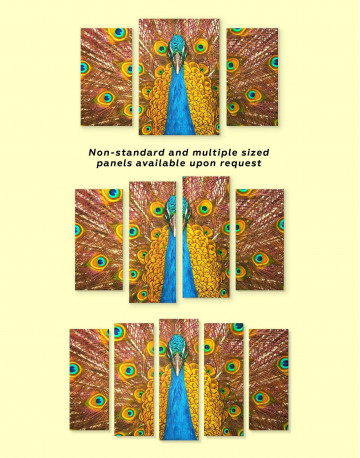 3 Panels Gold Peacock Canvas Wall Art - image 3
