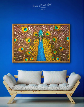 Framed Gold Peacock Canvas Wall Art