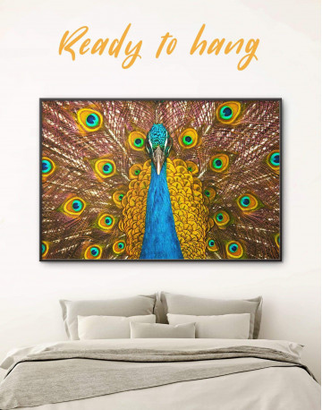 Framed Gold Peacock Canvas Wall Art - image 1