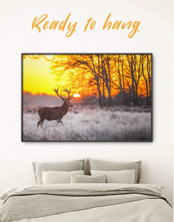 Framed Wild Deer in Forest Canvas Wall Art