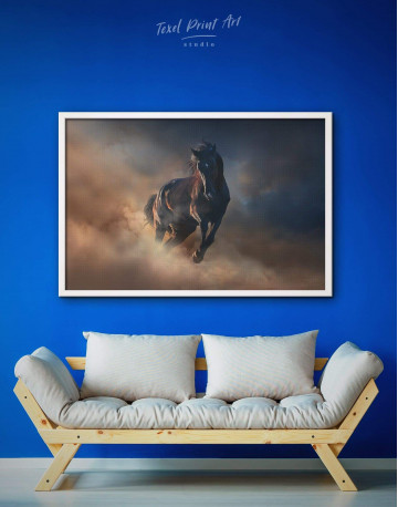 Framed Brown Running Horse Canvas Wall Art - image 1